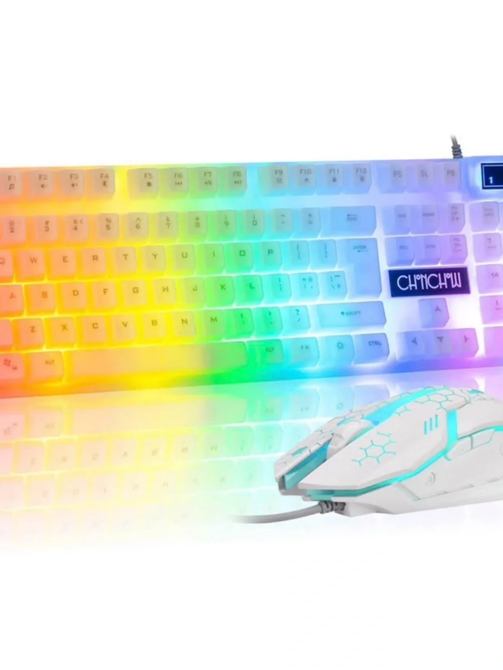 Microsoft White RGB Gaming Keyboard and Mouse Combo